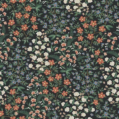 The Company Store Wildwood Garden Traditional Wallpaper In Black/orange/coral