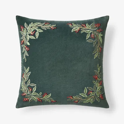 The Company Store Willowberry Decorative Square Pillow Cover In Green/red
