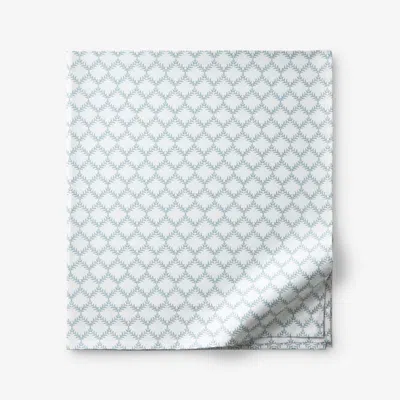 The Company Store Willowridge Premium Smooth Sateen Flat Bed Sheet In Blue/white