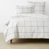 The Company Store Window Pane Plaid Classic Cool Cotton Percale Bed Duvet Cover In White