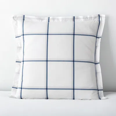The Company Store Window Pane Plaid Classic Cool Cotton Percale Sham In Blue