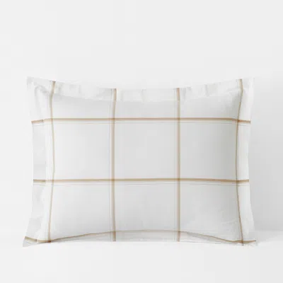 The Company Store Window Pane Plaid Classic Cool Cotton Percale Sham In White