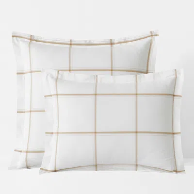 The Company Store Window Pane Plaid Classic Cool Cotton Percale Sham In White