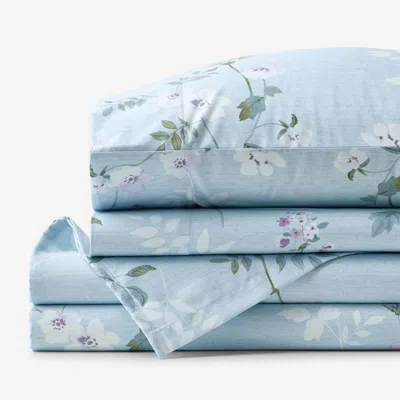The Company Store Wispy Meadow Premium Smooth Wrinkle-free Sateen Bed Sheet Set In Blue