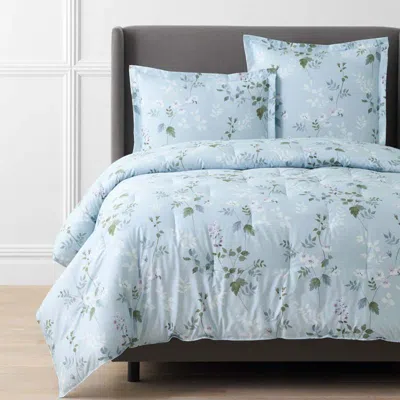 The Company Store Wispy Meadow Premium Smooth Wrinkle-free Sateen Comforter In Blue