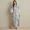 The Company Store Women's Caftan In Blue/brown/white