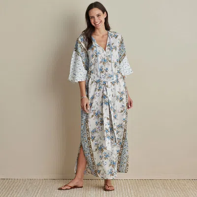 The Company Store Women's Caftan In Blue/brown/white