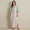 The Company Store Women's Caftan In Green/pink