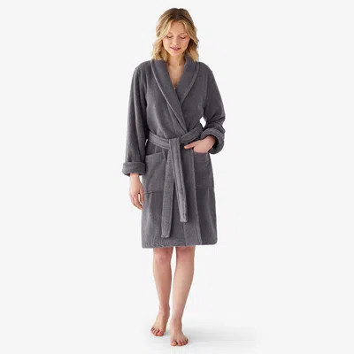 The Company Store Women's Short Robe In Gray