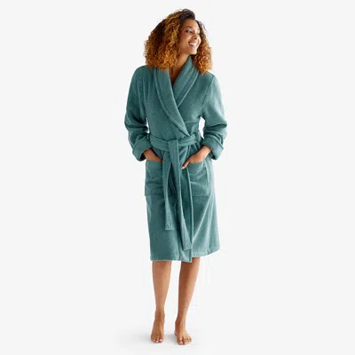 The Company Store Women's Short Robe In Green Agate
