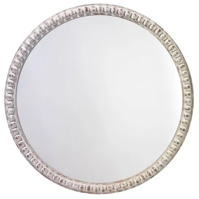 The Company Store Wood Beaded Mirror In White
