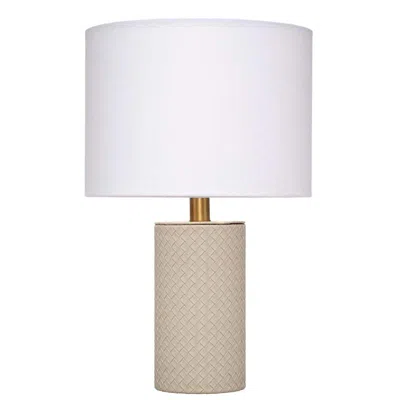 The Company Store Woven Faux Leather Table Lamp In Gray