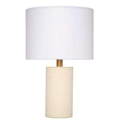 The Company Store Woven Faux Leather Table Lamp In White