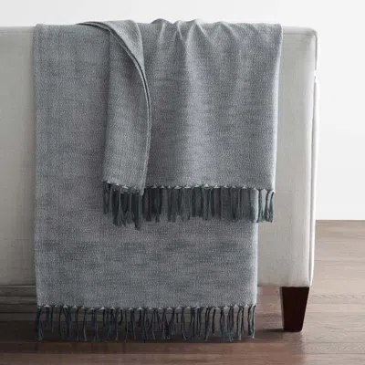 The Company Store Yarn-dyed Fringe Throw Blanket In Blue