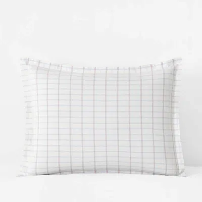 The Company Store Yarn-dyed Plaid Garment Washed Cotton Percale Sham In White