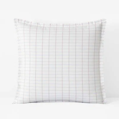 The Company Store Yarn-dyed Plaid Garment Washed Cotton Percale Sham In White