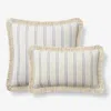 The Company Store Yarn-dyed Stripe Decorative Pillow Cover In Beige/blue
