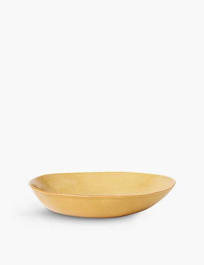 The Conran Shop Dark Honey Henley Tall Ceramic Serving Bowl 35cm In Gold