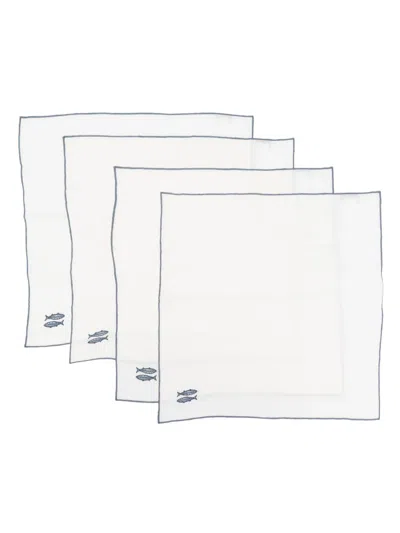The Conran Shop Embroidered-fish Napkins (set Of Four) (45cm X 45cm) In White