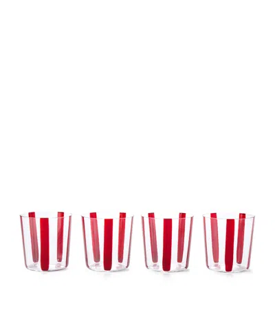 The Conran Shop Glass Nova Stripe Tumblers In Red