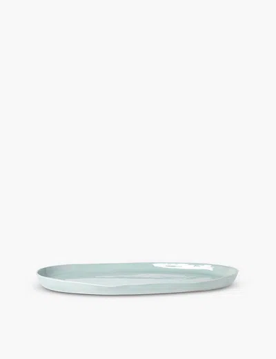 The Conran Shop Grey Henley Oval Ceramic Serving Platter 33cm In Blue