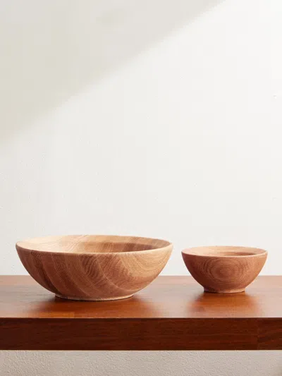 The Conran Shop Istria Set Of Two Oak Snack Bowls In Brown