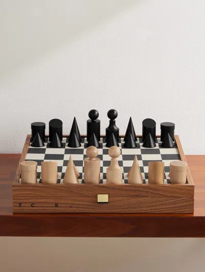 The Conran Shop Milos Wood And Felt Chess Set In Multi