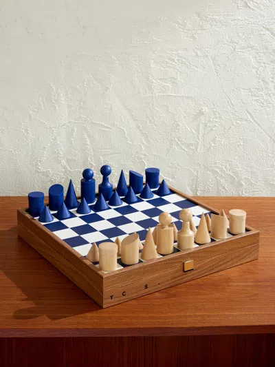 The Conran Shop Milos Wood Chess Set In Blue
