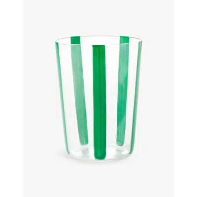 The Conran Shop Nova Stripe Glass Tumblers Set Of Four 500ml In Green