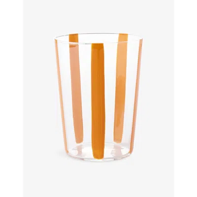 The Conran Shop Nova Stripe Glass Tumblers Set Of Four 500ml In Orange