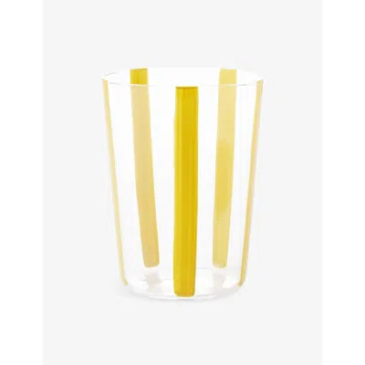 The Conran Shop Nova Stripe Glass Tumblers Set Of Four 500ml In Yellow