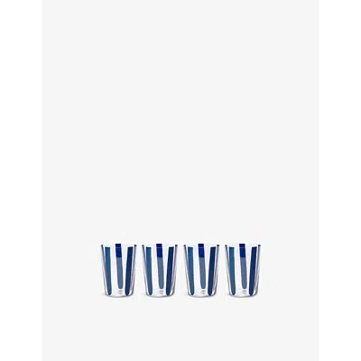 The Conran Shop Nova Stripe Set Of Four Crystal-glasses In Blue