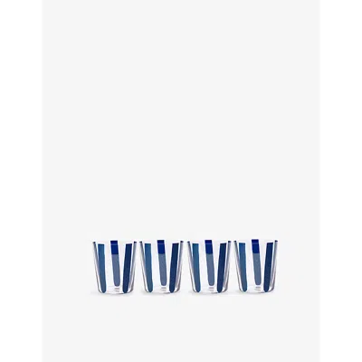 The Conran Shop Nova Stripe Set Of Four Crystal-glasses In Blue