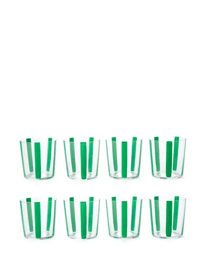 The Conran Shop Nova Stripe (set Of Six) In Green