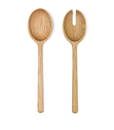 The Conran Shop Oak Istria Set Of 2 Salad Servers In Brown