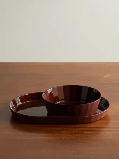 The Conran Shop Studio Word Fade Porcelain Serving Bowl And Platter Set In Brown