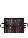 The Conran Shop Black Finish Leather Backgammon Set In Black