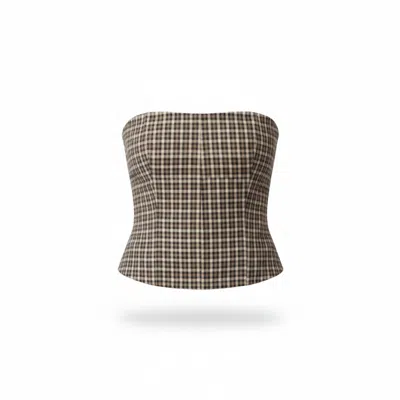 The Coolgirl Nyc Women's Grey / Brown Jane Corset In Grey Plaid