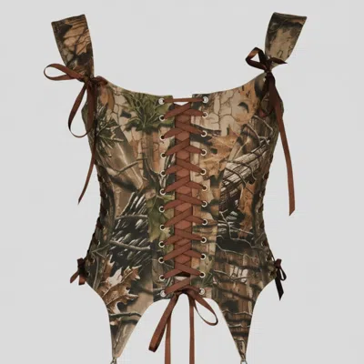 The Coolgirl Nyc Women's Neutrals Penelope Corset In Real Tree Camo - Adjustable Straps In Multi
