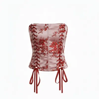 The Coolgirl Nyc Women's Pink Gabriella Corset In Peach Plum Blossom In Multi