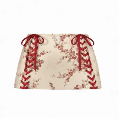 The Coolgirl Nyc Women's Pink Gabriella Skirt In Peach Plum Blossom In Multi