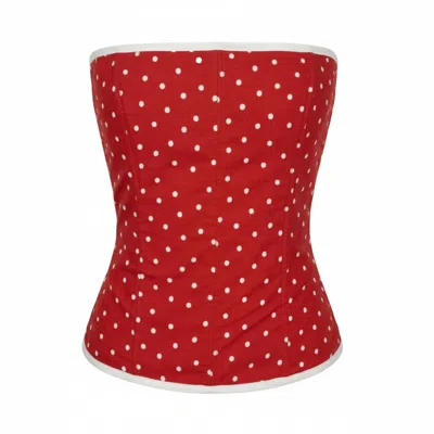 The Coolgirl Nyc Women's White / Red Jane Corset In Red Hot Polka Dot In Multi
