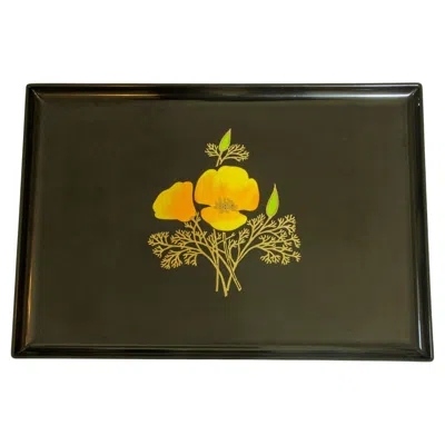 Pre-owned The Couroc Company Vintage Couroc Floral Serving Tray, Bakelite, Mid-century Modern, 1960 In Black
