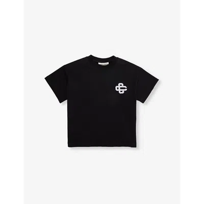 The Couture Club Black Crewneck Brand-appliqué Stretch-woven T-shirt 1 In Black
