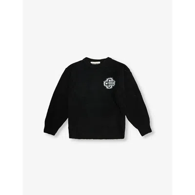 The Couture Club Kids' Black Fluffy Branded Knit Jumper 1-8 Y