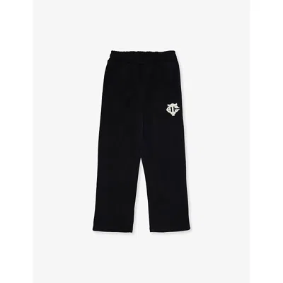 The Couture Club Kids' Black Monogram-appliqué Cotton-blend Jogging Bottoms 1-10