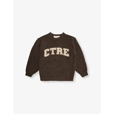 The Couture Club Kids' Brown Regular-fit Branded Knit Jumper 1-8 Y