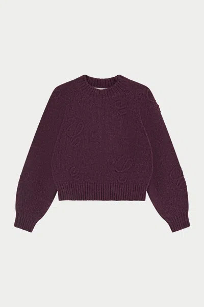 The Couture Club C Script Embroidered Oversized Emblem Jumper - Plum In Purple