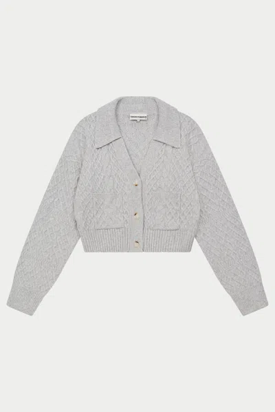 The Couture Club Cable Knit Cardigan - Grey Marl In Gray