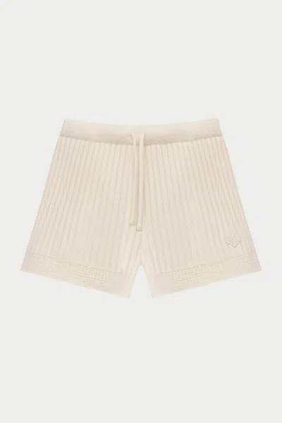 The Couture Club Contrast Knit Mini Shorts - Ecru In Neutral